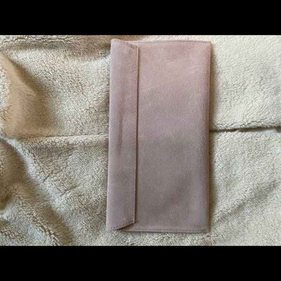 Nude/Light Pink Large Suede Clutch - Picture 2 of 7